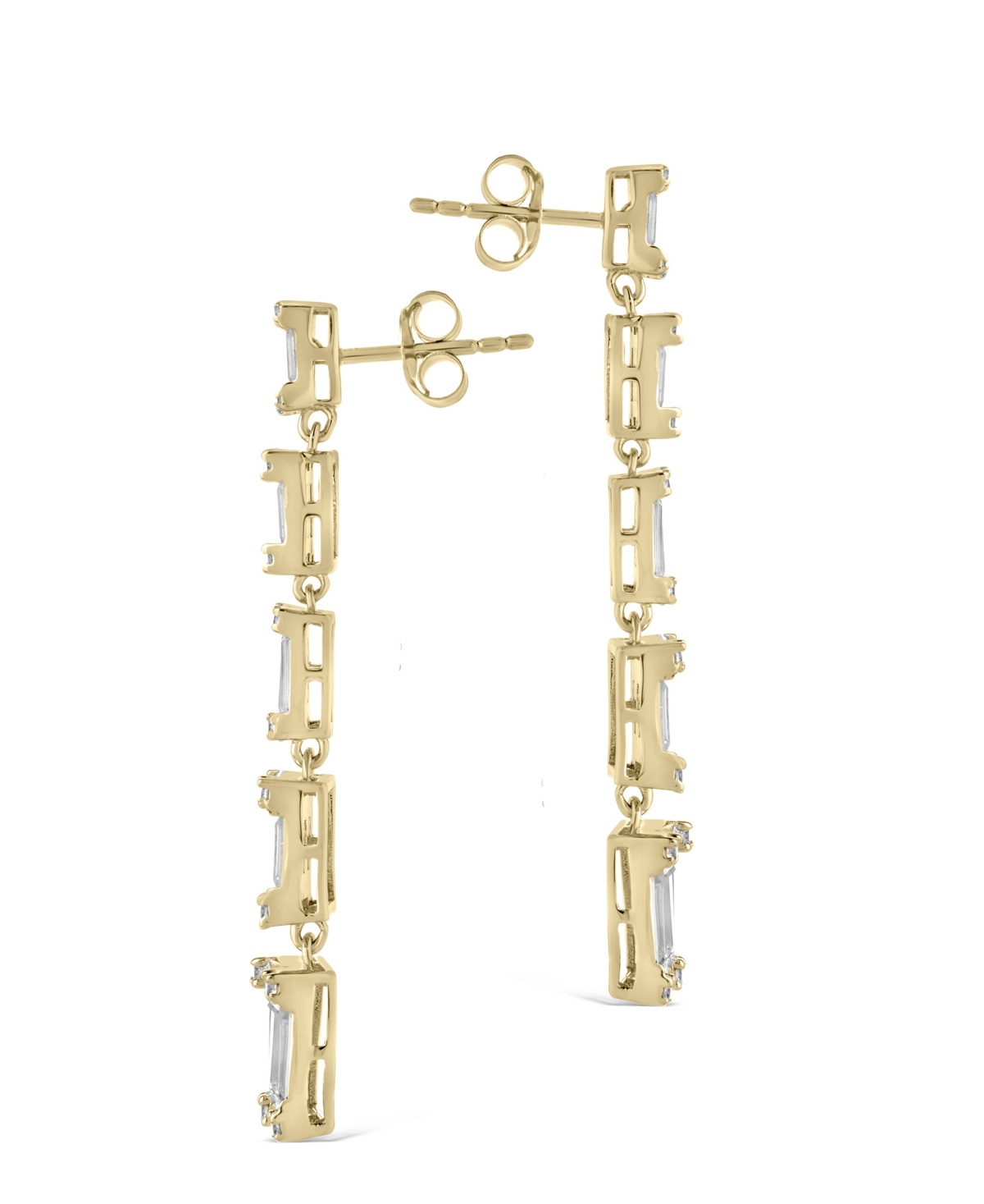 Sterling Forever Penelope Cubic Zirconia Linear Drop Earrings In Gold