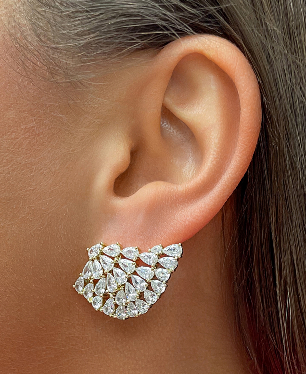 Sterling Forever Miranda Cubic Zirconia Fan Stud Earrings In Silver