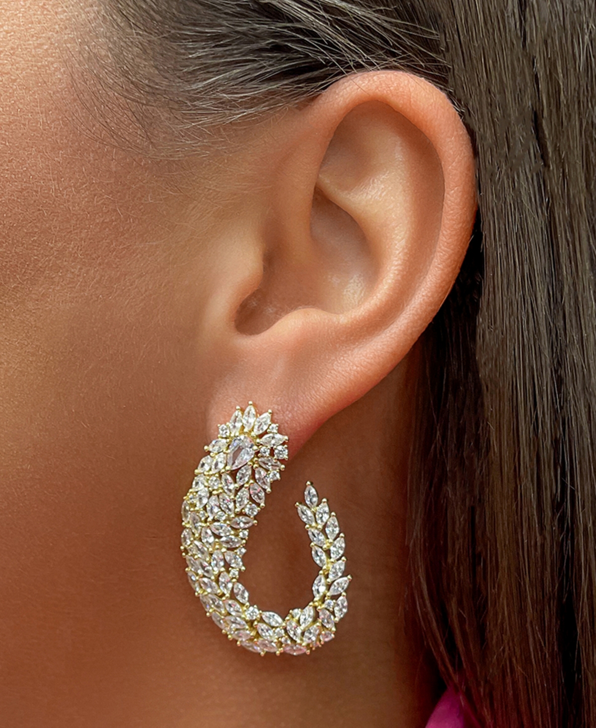 Sterling Forever Gwen Cubic Zirconia Statement Drop Earrings In Silver