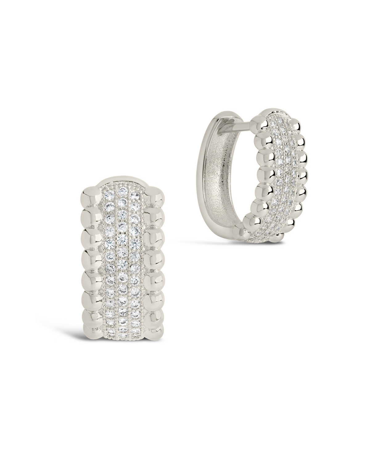 Sterling Forever 14k Over Silver Cz Constance Studded Statement Hoop Earrings In Silver