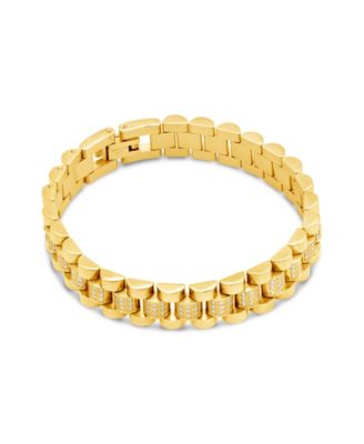 Cubic Zirconia Accent Watch Band Chain Bracelet