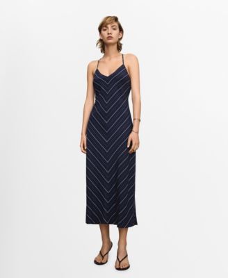 chinese dress ladies AMETHYST DRESS BLUE STRIPES FOR WOMEN