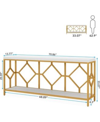 71 Inch Extra Long Sofa Table, Narrow Long Sofa Console Tables Behind Couch Table with Open Storage Shelf