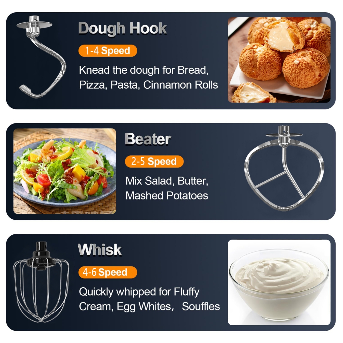 Sugift Digital Display Stand Kitchen Food Mixer 6 Speed with Egg Whisk, Dough Hook & Flat Beater