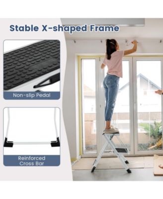 Folding 2 Step Ladder with Anti-Slip Pedal and Large Foot Pads