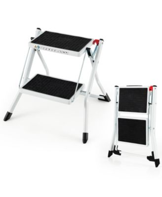 Folding 2 Step Ladder with Anti-Slip Pedal and Large Foot Pads