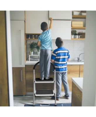 2.75-Foot Folding Step Stool with Iron Frame and Anti-Slip Pedals