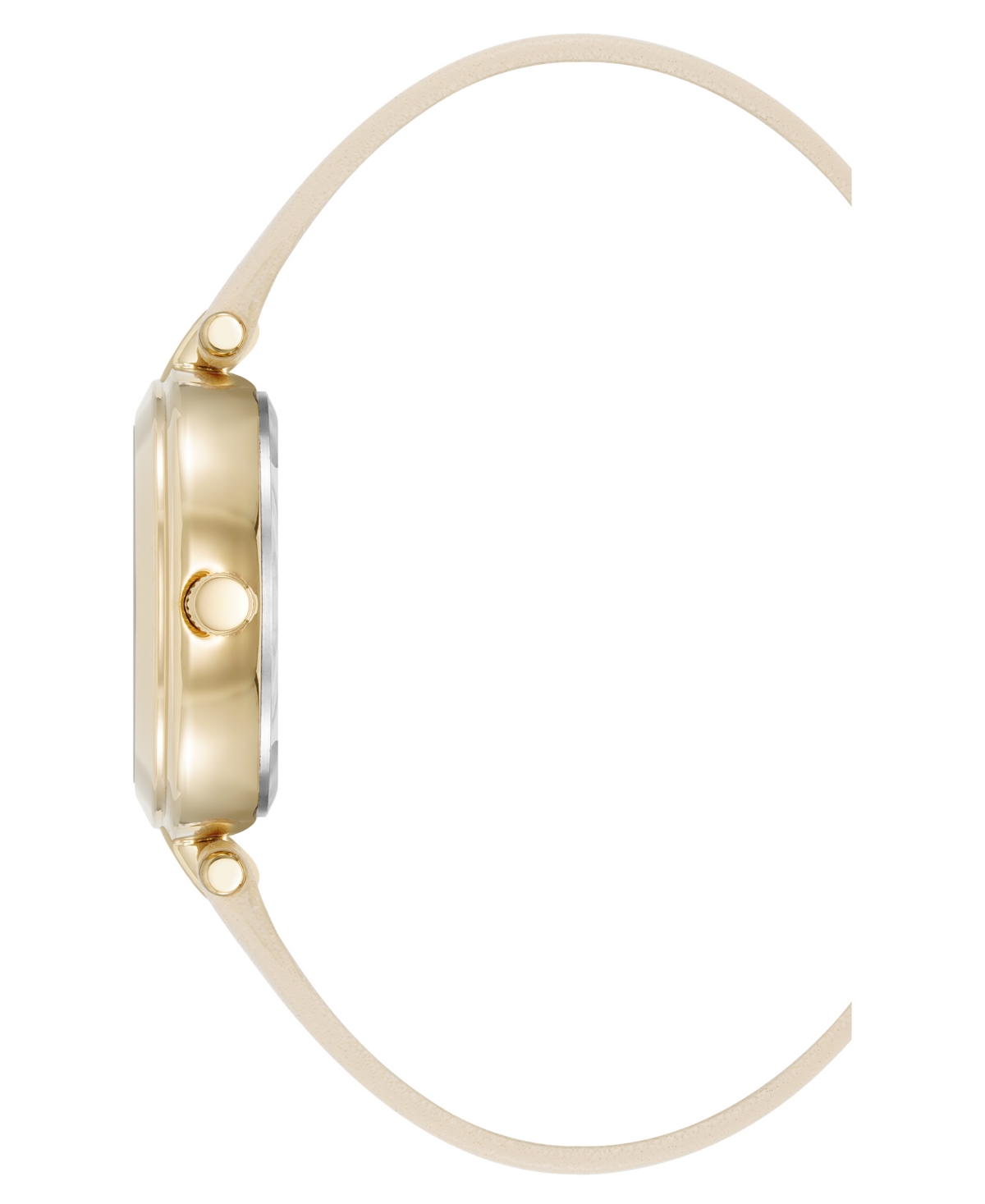 Anne Klein Women's Quartz Consider It Beige Leather And Gold-tone Alloy Metal Band Watch, 32mm In Beige,gold-tone