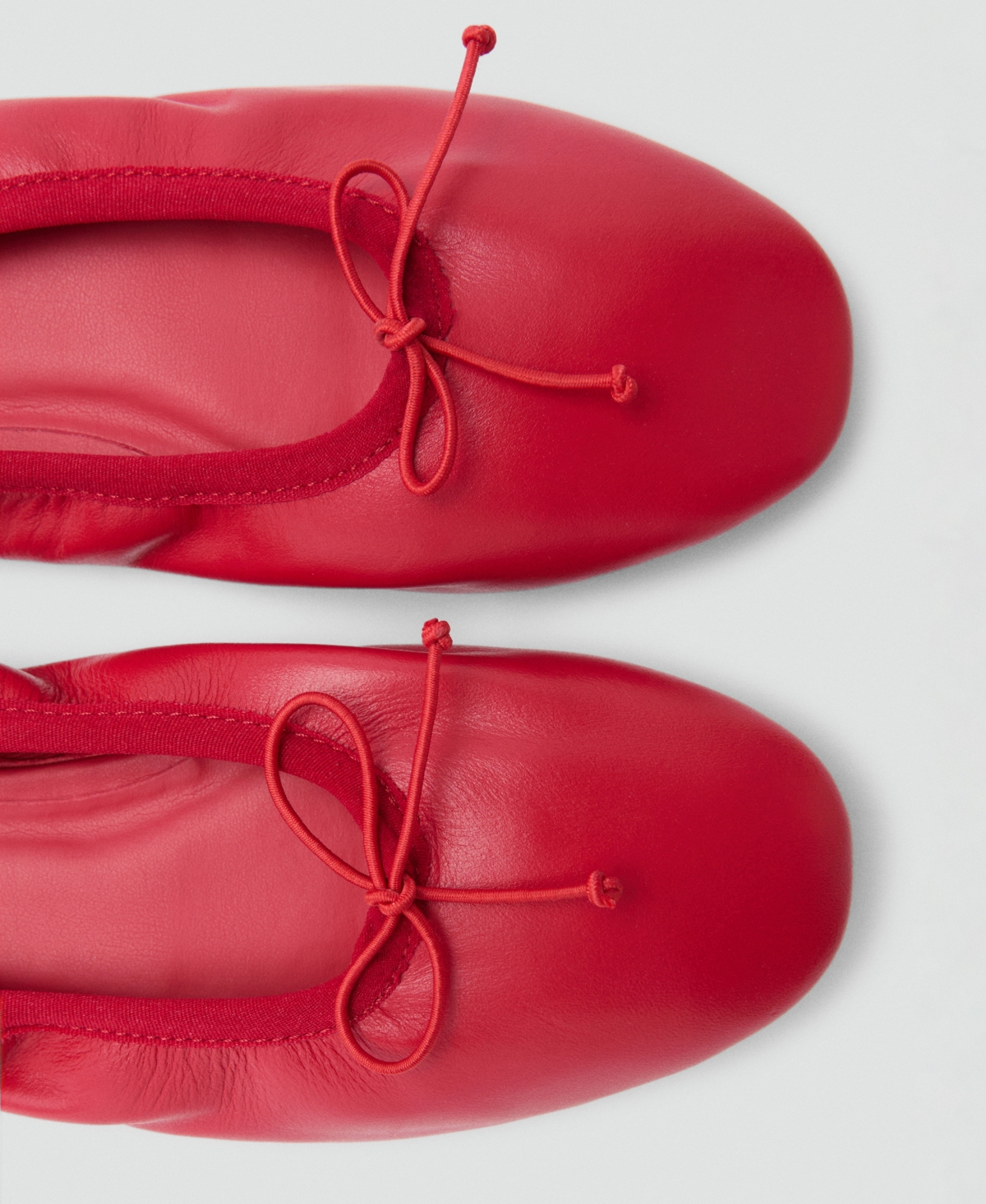 Mango Women's Bow Detail Leather Ballet Flats