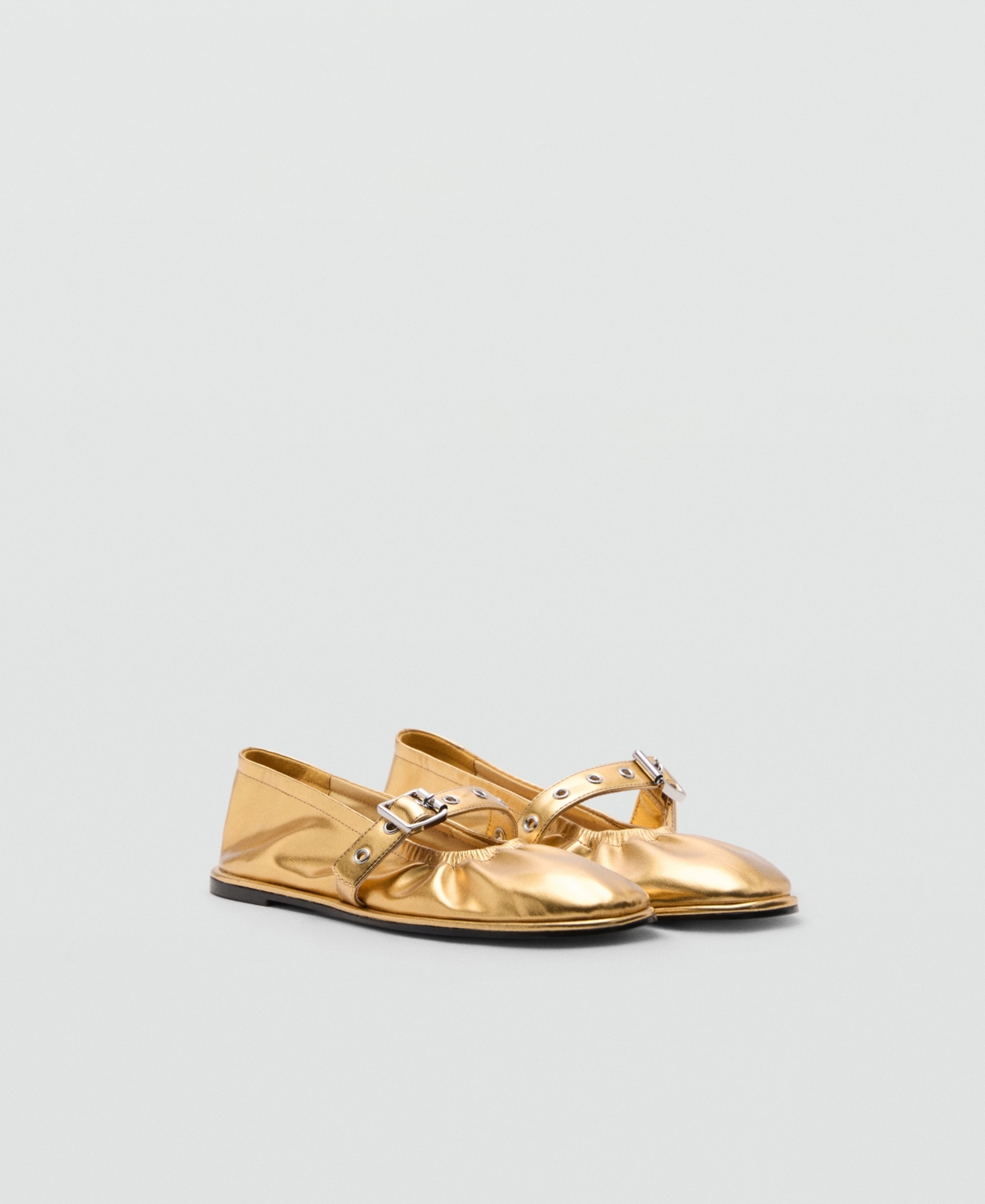Mango Women's Round Toe Buckle Ballerinas