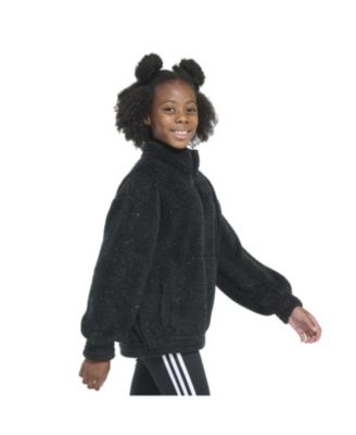 adidas Big Girls Mock Neck Furry Lurex Sherpa Pullover Jacket - Macy's
