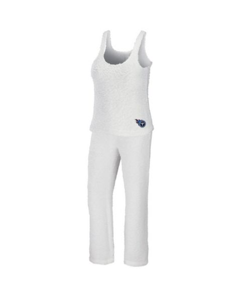 Женские пижамы WEAR by Erin Andrews Women's Cream Tennessee Titans Cozy Scoop Neck Tank Top & Pants Sleep Set