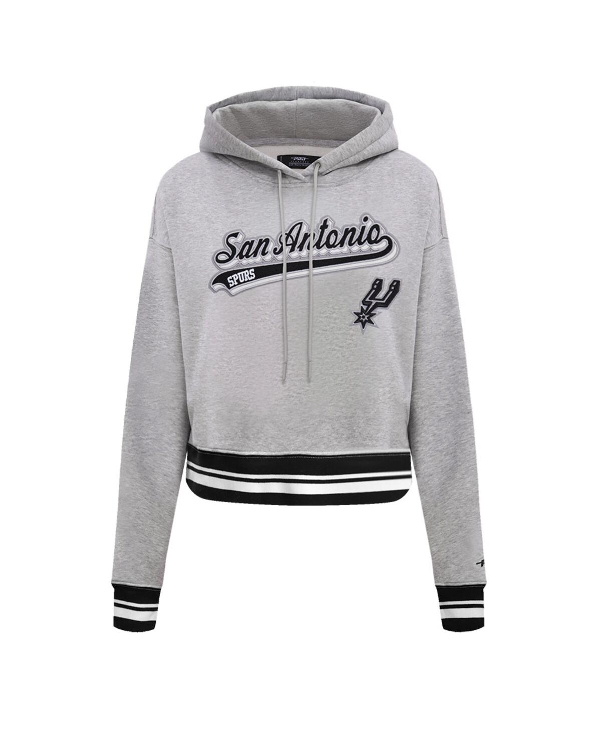 Shop Pro Standard Men's And Women's Heather Gray San Antonio Spurs Script Tail Cropped Pullover Hoodie