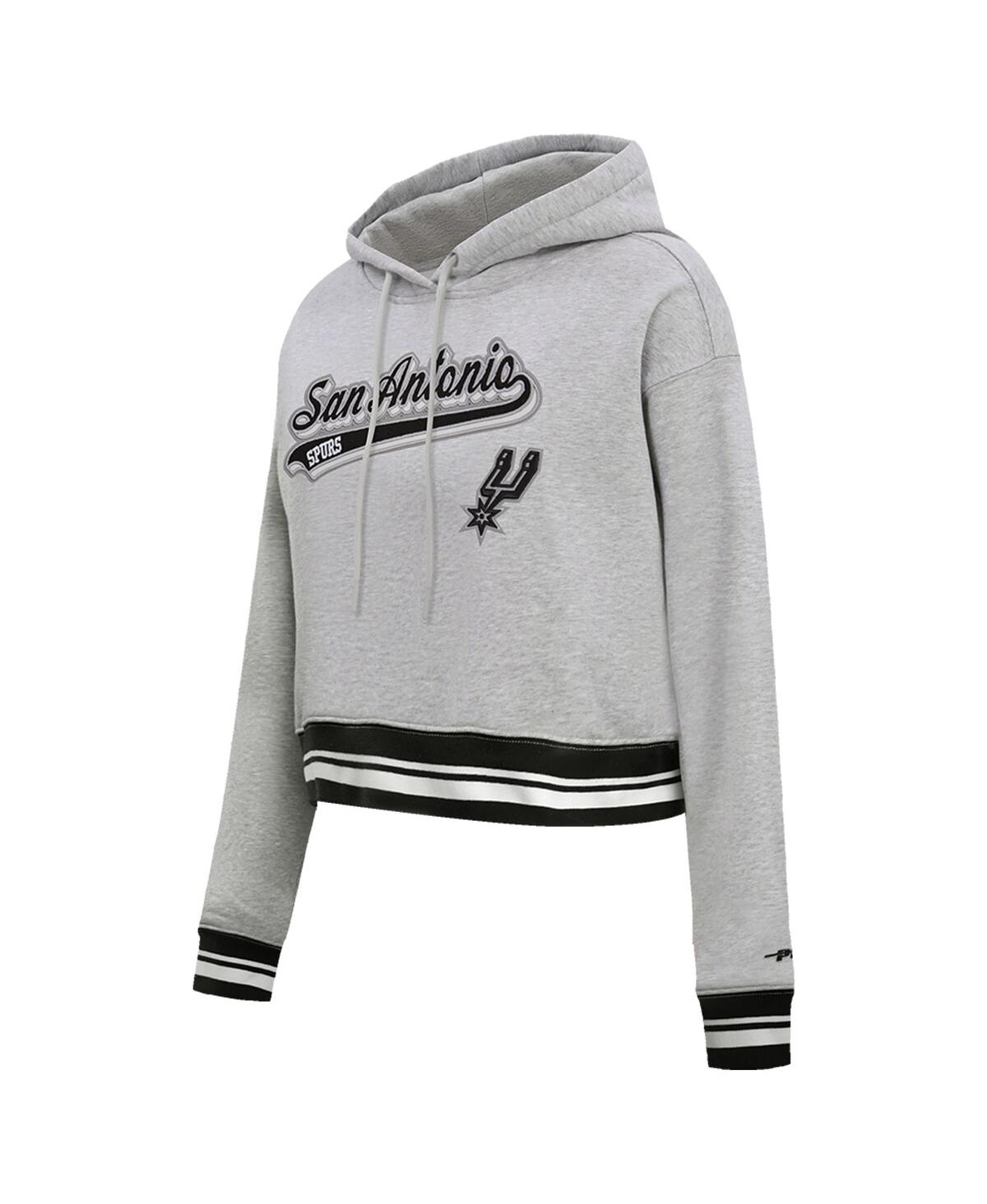 Shop Pro Standard Men's And Women's Heather Gray San Antonio Spurs Script Tail Cropped Pullover Hoodie