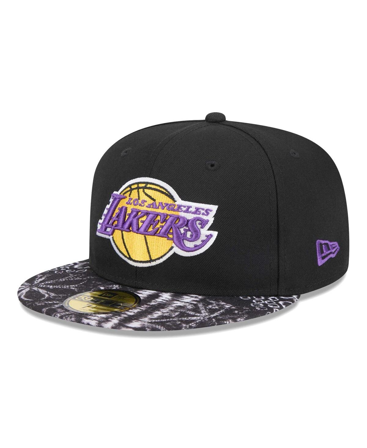 Shop New Era Men's Black Los Angeles Lakers Coral Reef Visor 59fifty Fitted Hat