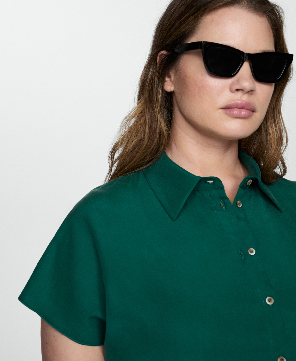 Mango Women's Short-Sleeved Lyocell Shirt