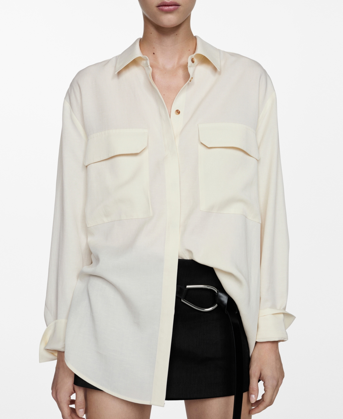 MANGO WOMEN'S OVERSIZED LYOCELL SHIRT 