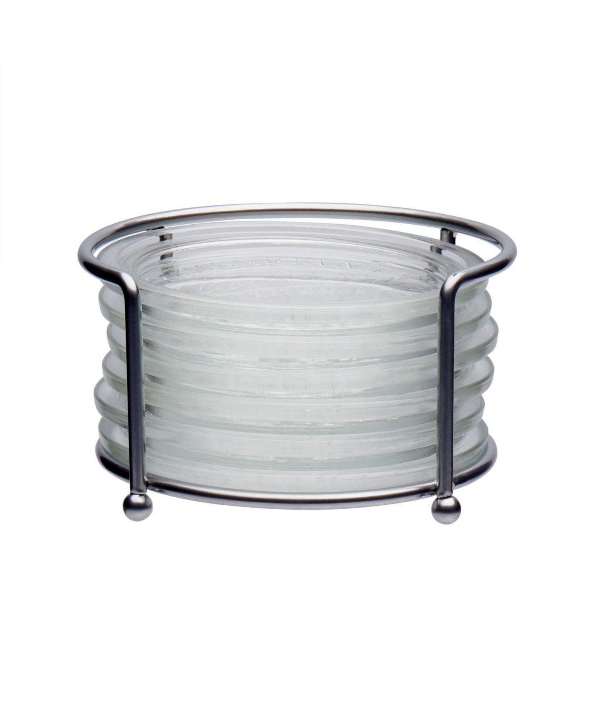 Mason Craft & More 7 Piece Glass Coaster Set With Holder In Clear