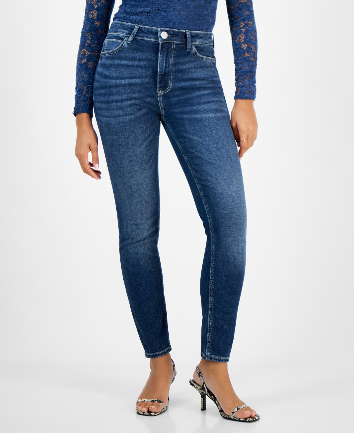 Guess Women's 1981 Lace-Pocket High-Rise Skinny Jeans