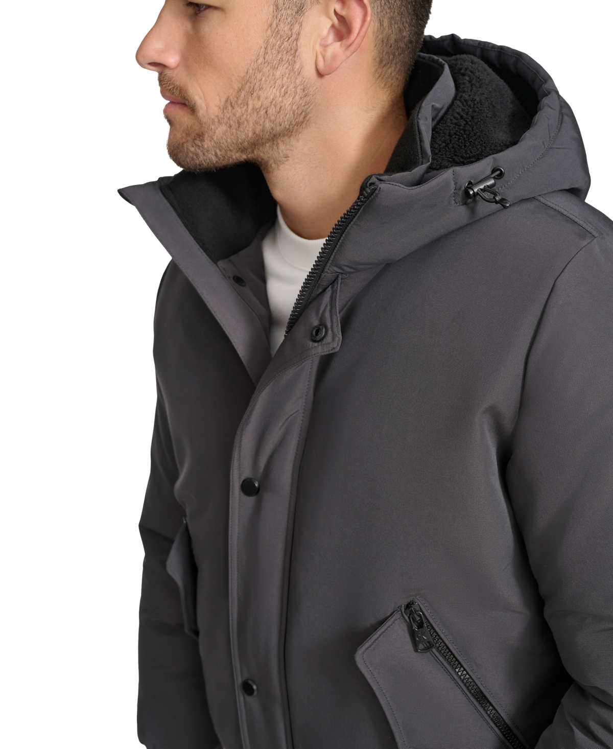 Calvin Klein Ckm Short Parka Ocm4 In Iron