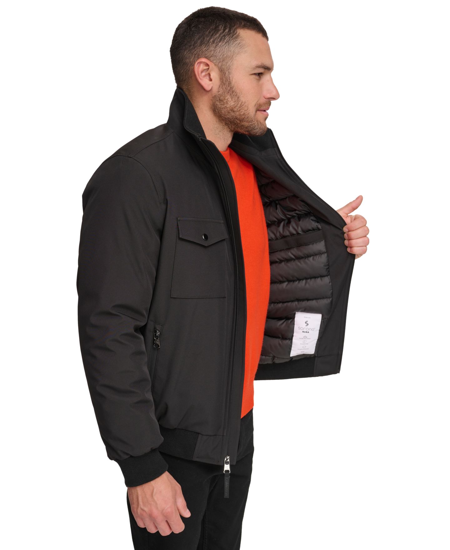 Мужская куртка Calvin Klein Flex Tech Water-Resistant Bomber, цвет: Чёрный — фото 4
