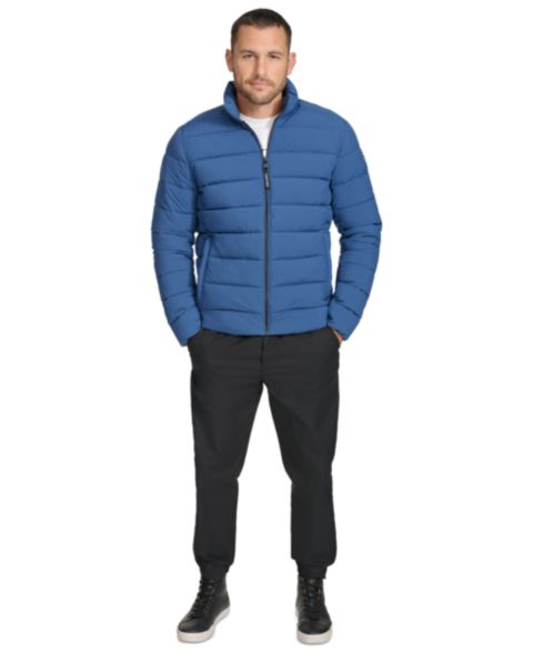 Мужская куртка Calvin Klein Quilted Infinite Stretch Water-Resistant Puffer, цвет: Синий
