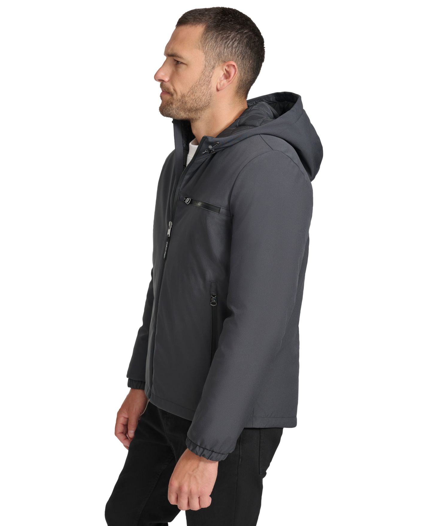 Мужская куртка Calvin Klein Infinite Stretch Water-Resistant Hooded, цвет: Железный — фото 3
