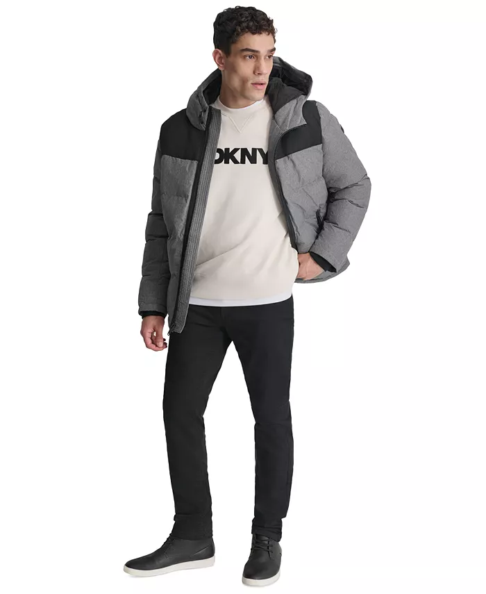 Men's Mixed-Media Puffer Coat - thumbnail 5