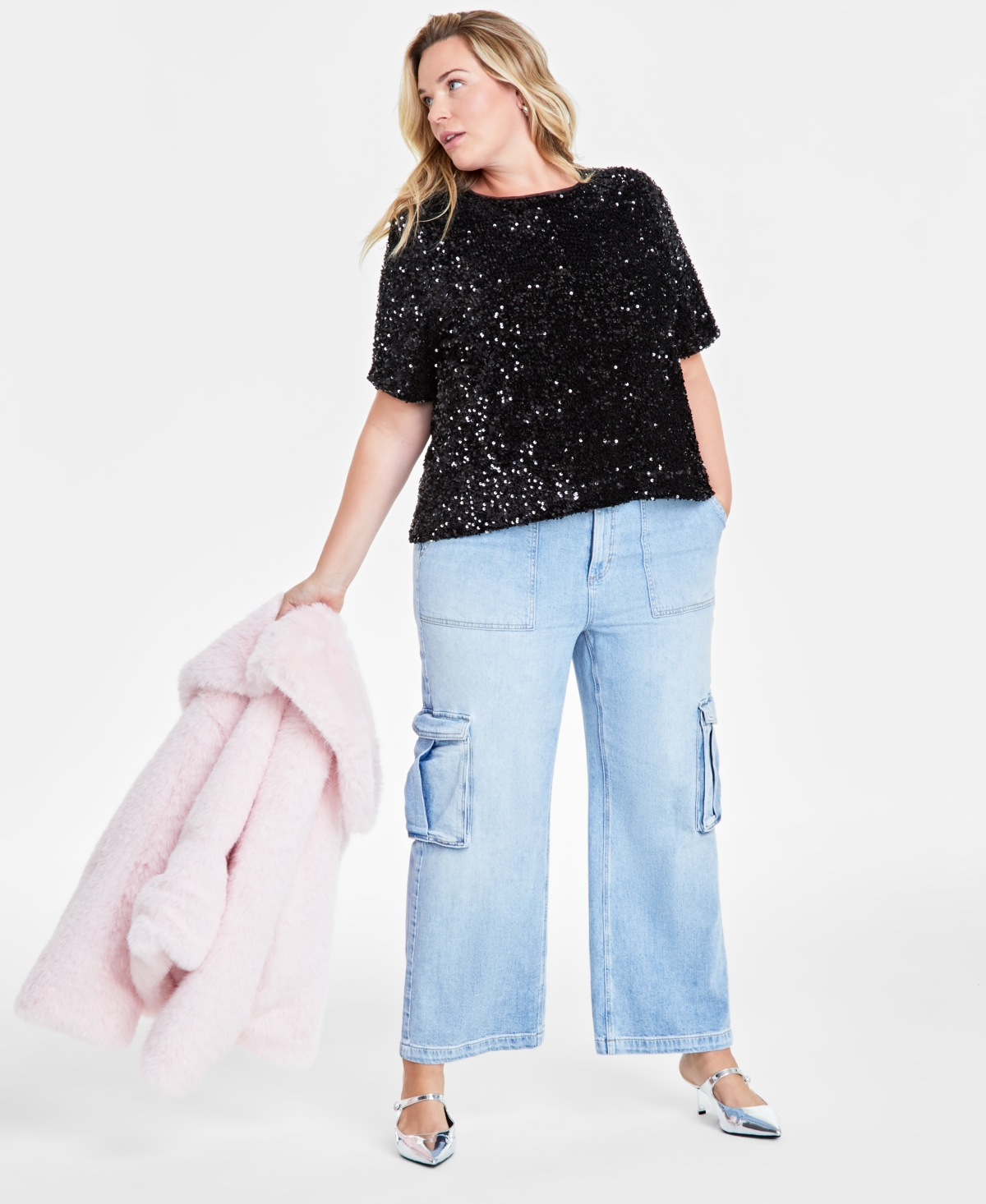 On 34th Trendy Plus Size Sequined Velvet Top, Exclusively at Macy's