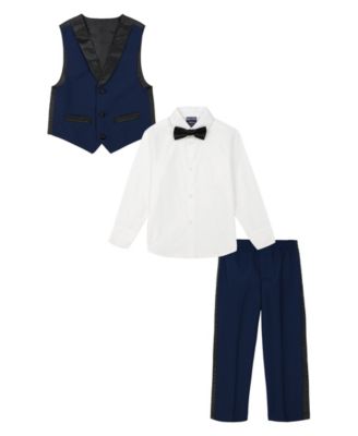 Toddler and Little Boys Tuxedo Vest 4-Piece Set