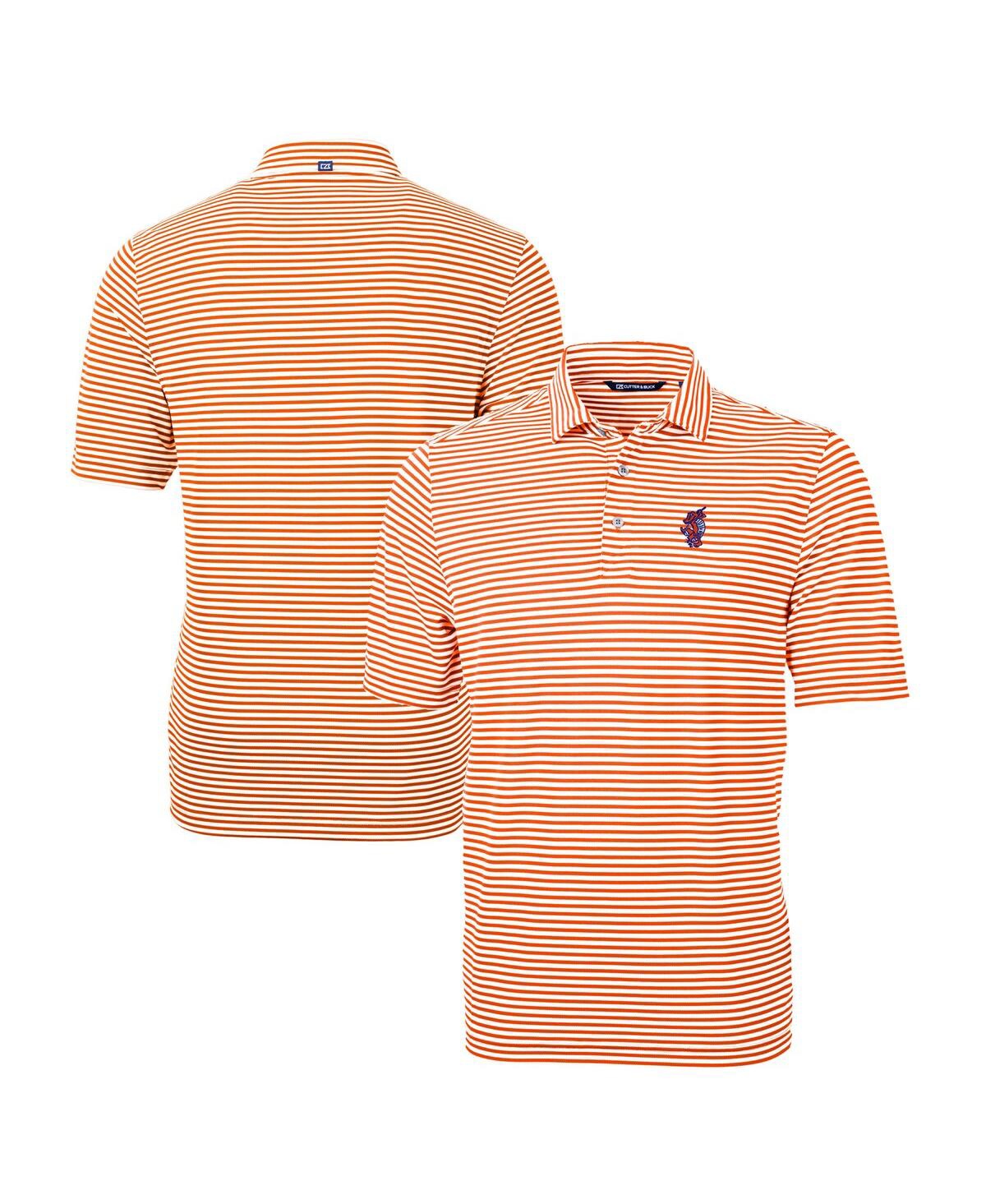 Cutter & Buck Men's Florida Gators Swinging Gator Virtue Eco Pique Stripe Polo In Orange