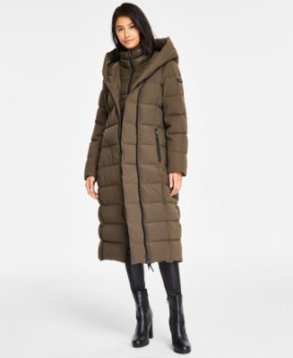 DKNY Women's Bibbed Shawl Collar Hooded Puffer Coat - Macy's