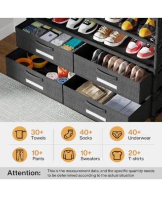 10 Tier Shoe Rack Organizer with 4 Bins Drawers, 50 Pairs Vertical Shoe Racks Free Standing Tall Shoe Shelf Storage Organizer