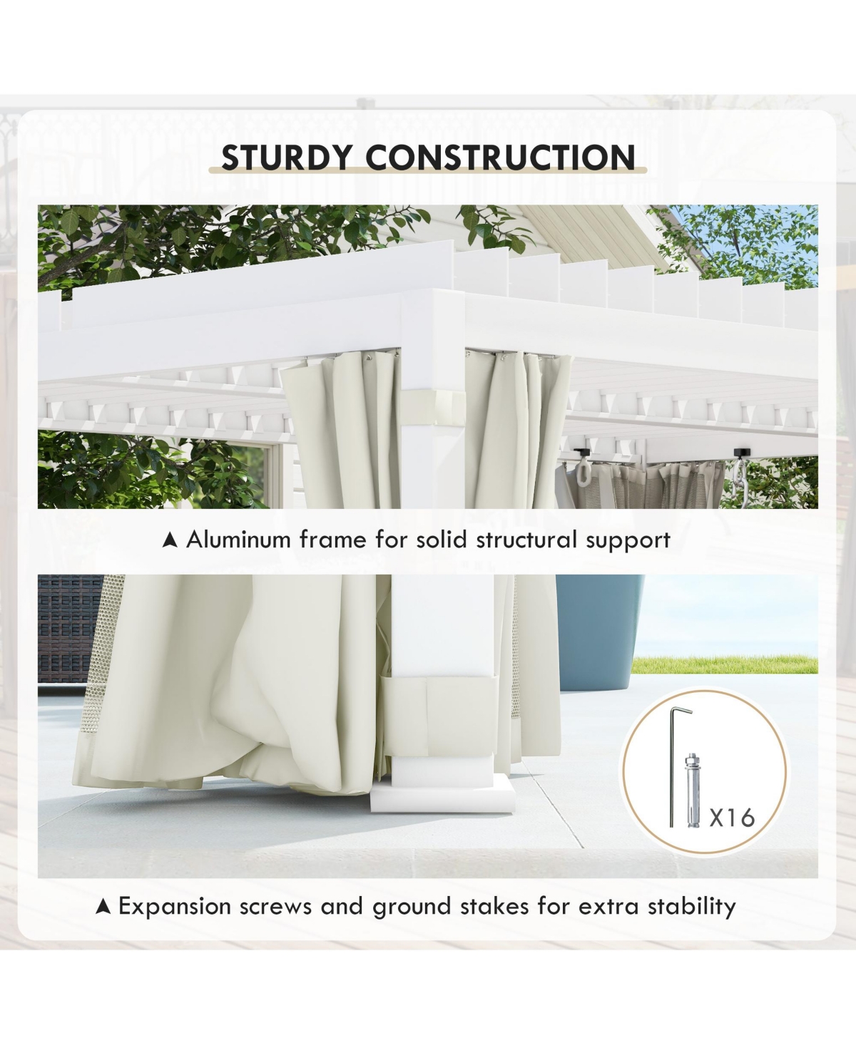 Outsunny 10'x13' Aluminum Pergola with Adjustable Louvered Roof, Natural