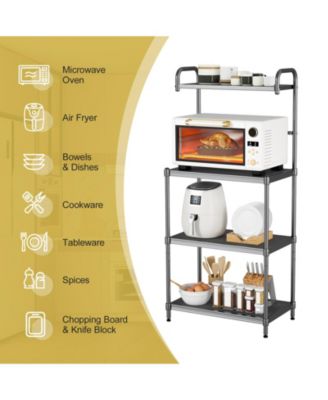 4-Tier Kitchen Microwave Storage Rack with Metal Shelves