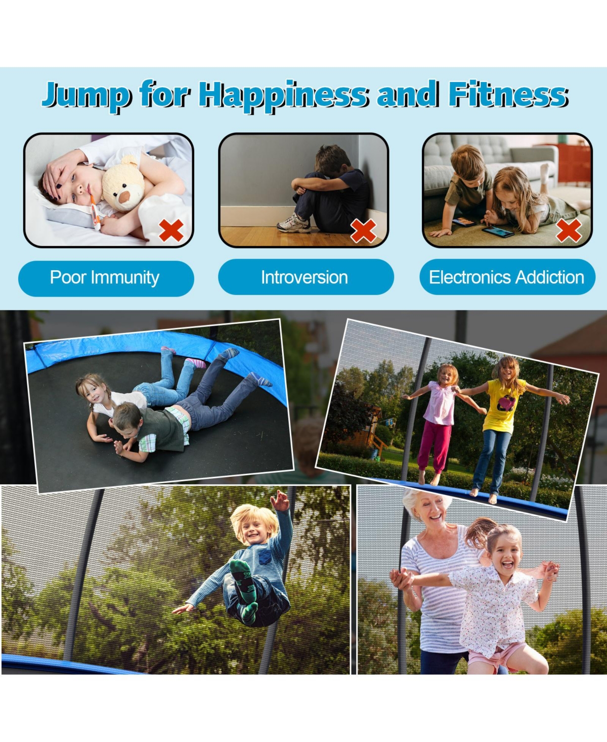 8 Feet Astm Approved Recreational Trampoline with Ladder