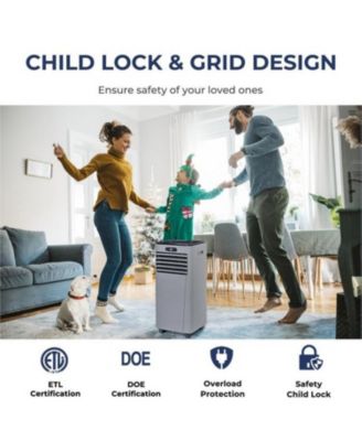 10000 BTU 4-in-1 Portable Air Conditioner with Dehumidifier and Fan Mode-Gray