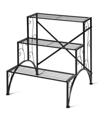 3-Tier Metal Plant Rack Garden Shelf in Stair Style