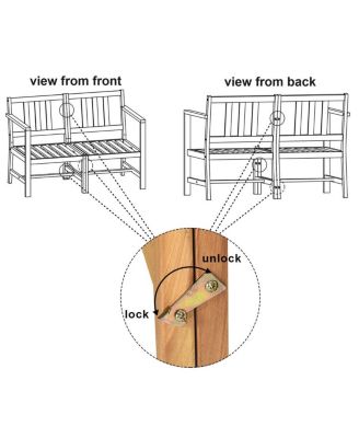 3-in-1 Acacia Wood Loveseat with Separable Coffee Table