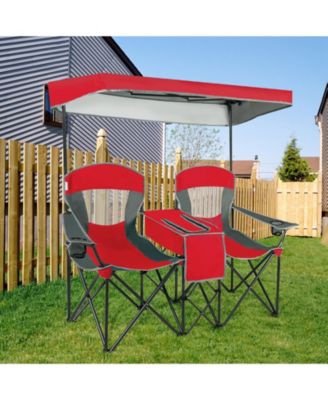 Portable Folding Camping Canopy Chairs with Cup Holder for Two