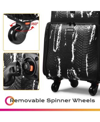 Soft Sided Rolling Makeup Train Case Cosmetic Organizer Crocodile