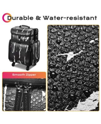 Soft Sided Rolling Makeup Train Case Cosmetic Organizer Crocodile