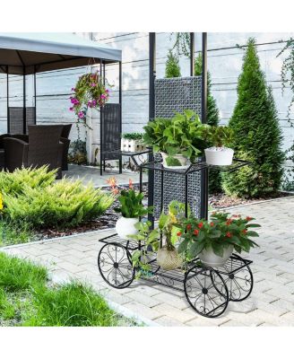 6-Tier Garden Cart Flower Rack Display Decor Pot Plant Holder