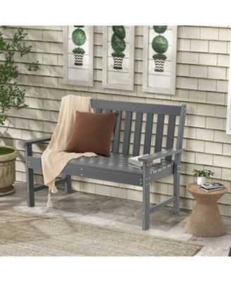 52 Inch All-Weather HDPE Outdoor Bench with Backrest and Armrests