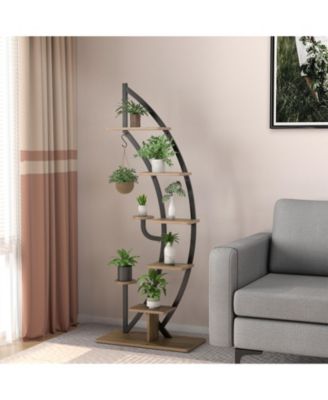 6-Tier Metal Plant Stand Holder Display Shelf with 9 Pots and Hook