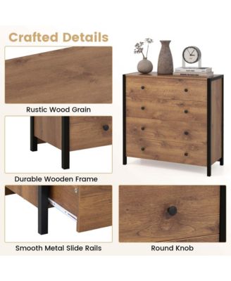 4-Drawer Dresser Modern Chest of Drawers Wooden Storage Dresser