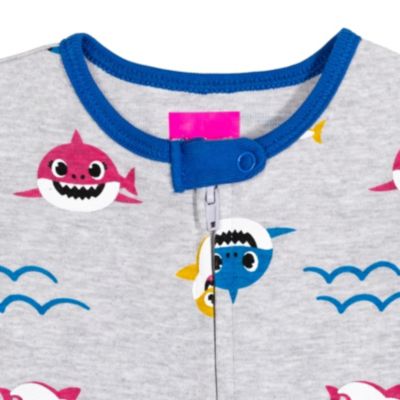 Baby Boys Pinkfong Shark 2 Pack Zip Up Sleep N' Play Coveralls