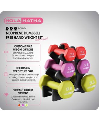 Neoprene Dumbbell Free Hand Weight Set with Rack