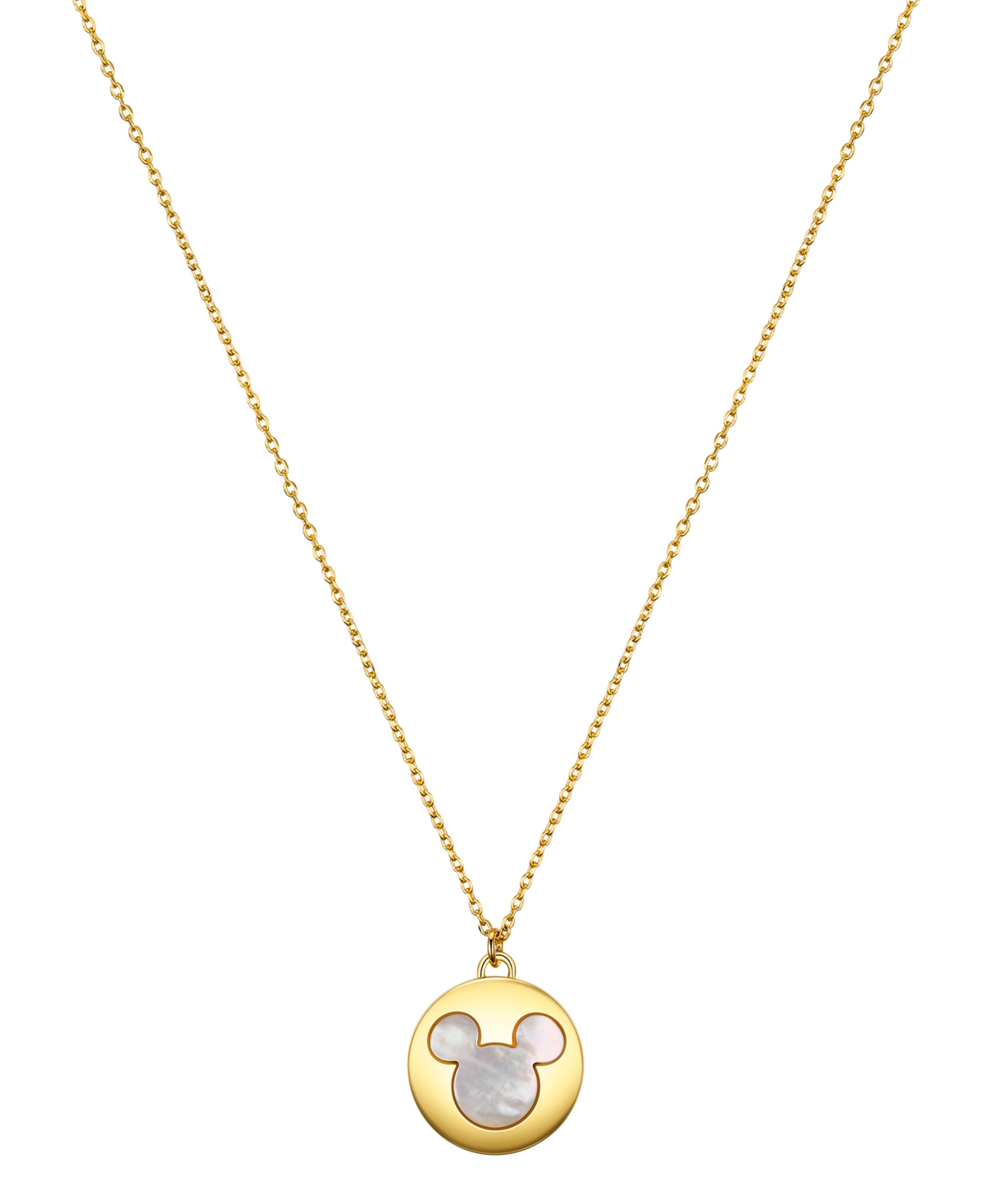 Mother of Pearl Mickey Mouse Pendant Necklace - Gold