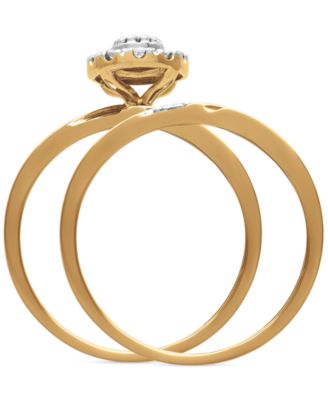 Diamond Oval Halo Cluster Bridal Set (1/3 ct. t.w.) in 14k Gold